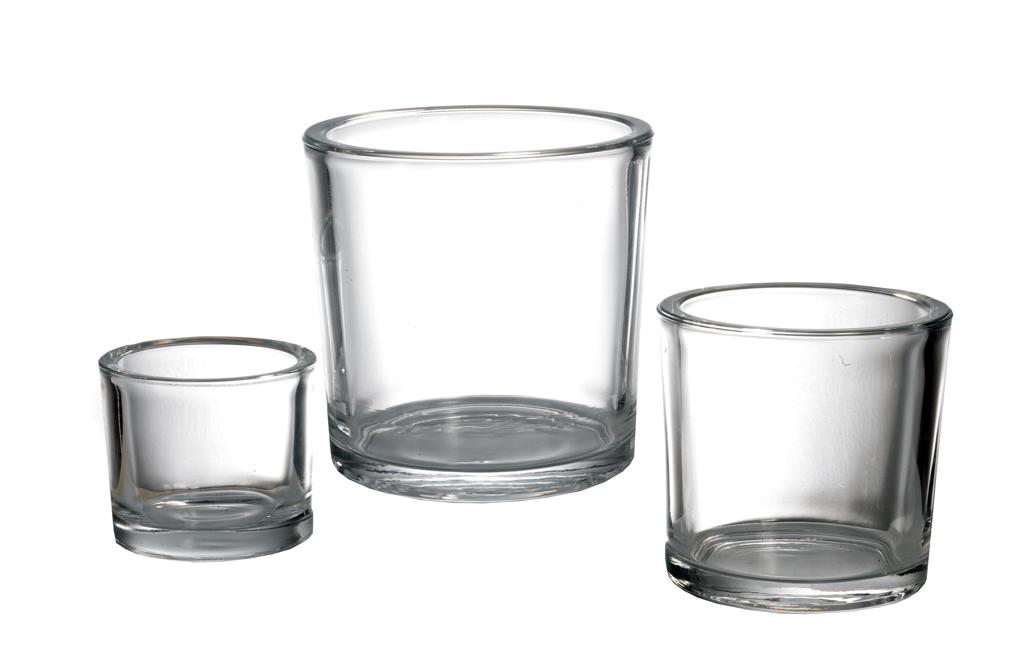 Windlicht klar Höhe 12 cm, Durchmesser 12 cm, Innendurchmesser unten 9,6 cm