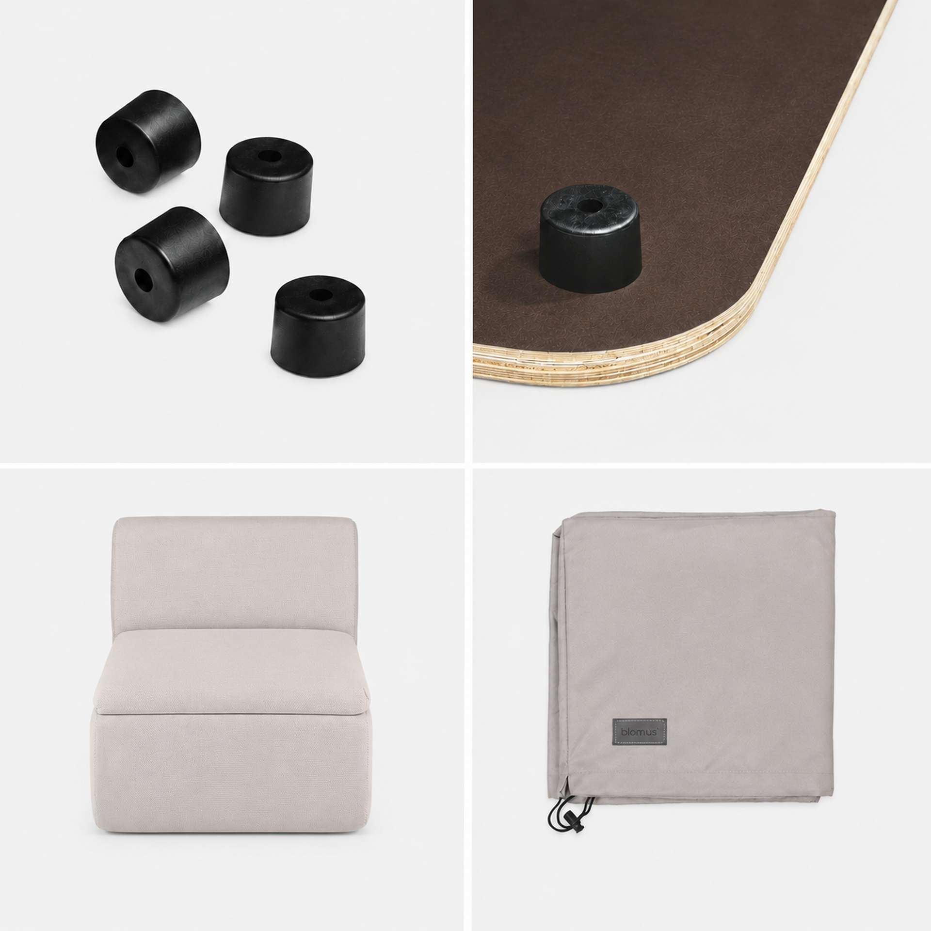GROVA Outdoor Lounge 1-Sitzer Modul Beige Mit Bodenplatte, Füßen und Schutzhülle