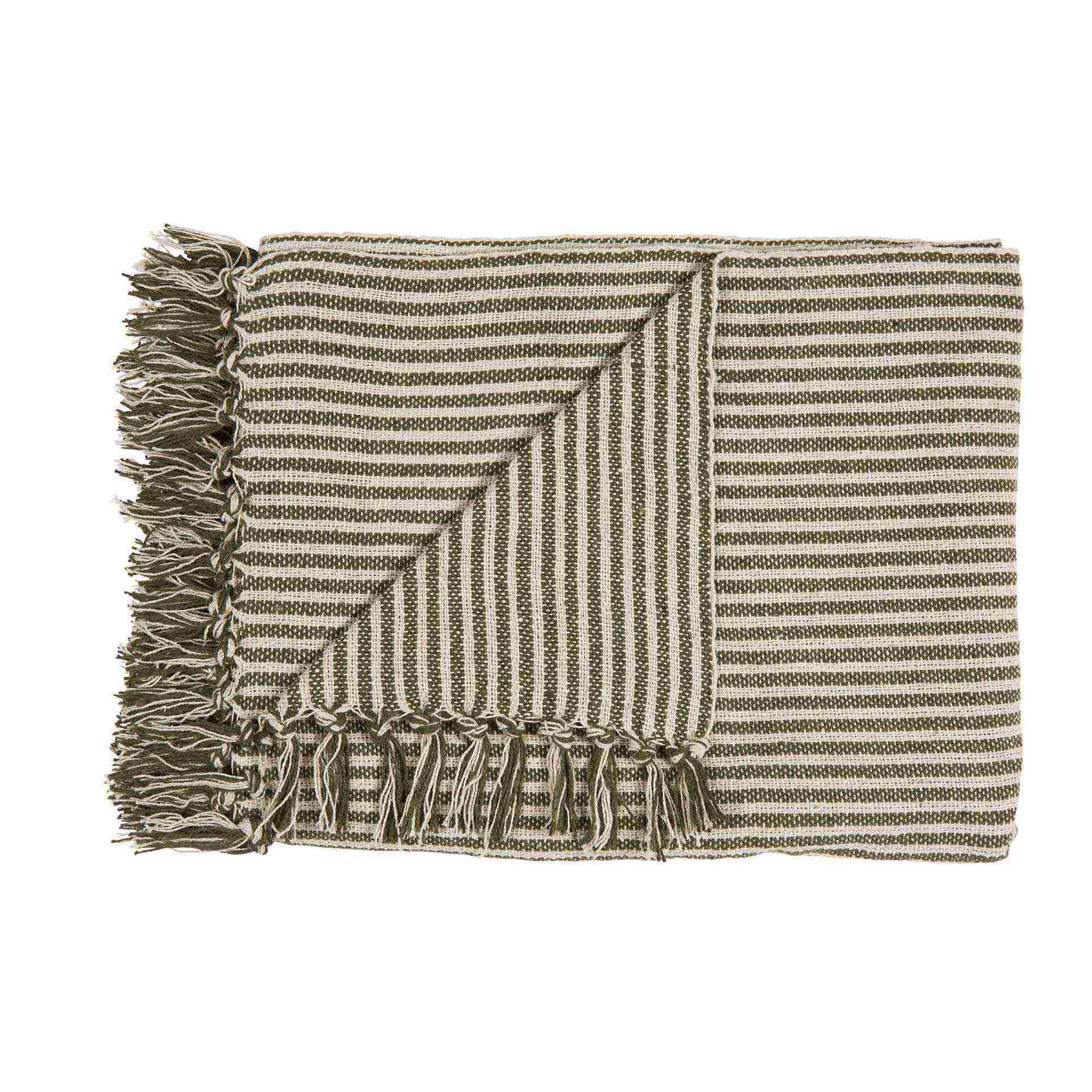 Sommerdecke creme/olive breite Streifen