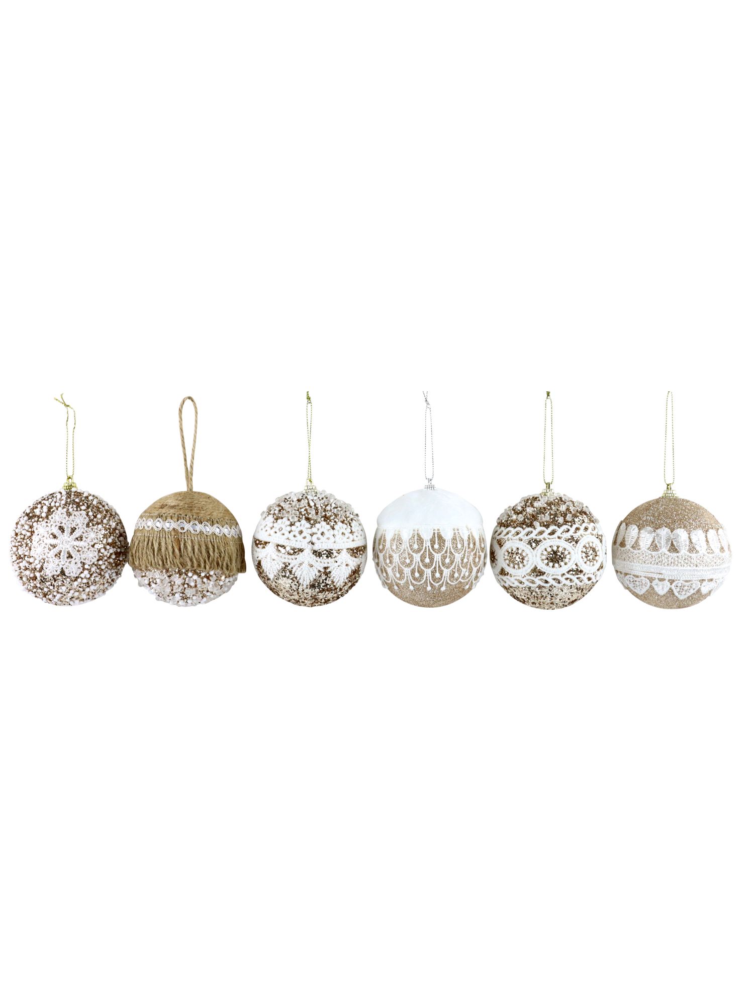 Hoff Weihnachtskugeln Lace 6er Set Ø 8cm gold/weiß
