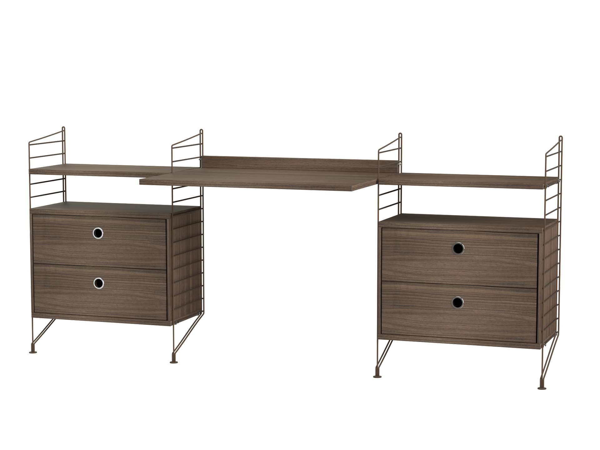 Schreibtisch mit Schubladen Braun Walnuss
