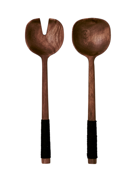 Salatbesteck Holz mit schwarzem Nylongriff – 2-teilig, dunkel Salatbesteck Holz mit schwarzem Nylongriff – 2-teilig, dunkel