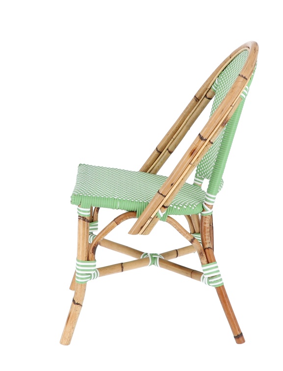 OUI Stuhl aus Rattan mit Kunststoffgeflecht mint-weiß