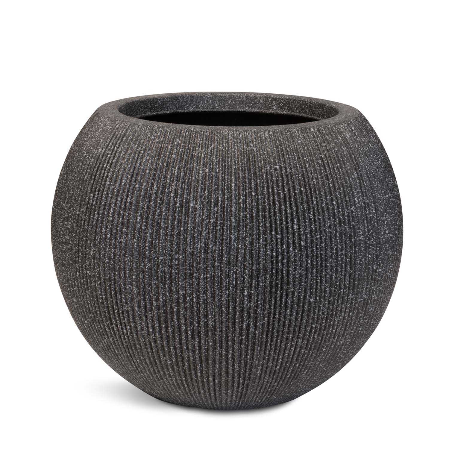 Toskana modernes Bodengefäß mit Rillenstruktur Ø 37 cm, Höhe 30 cm stone black