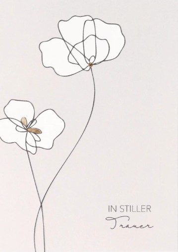 Trauerkarte „In stiller Trauer“ – mit filigranem Blumenmotiv