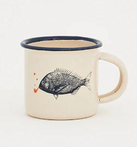 Minibecher aus Metall mit Fischen Minibecher aus Metall mit Fischen