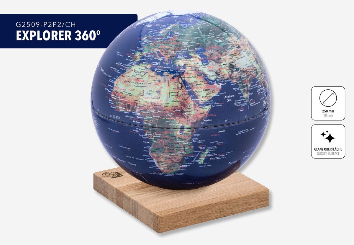 Design-Globus „Explorer 360°“ – 25 cm Globus mit Holzfuß aus Eiche Design-Globus „Explorer 360°“ – 25 cm Globus mit Holzfuß aus Eiche