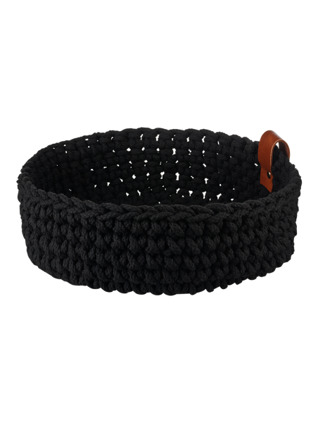 Häkelkorb Baumwolle M – Aufbewahrungskorb gehäkelt schwarz Häkelkorb Baumwolle M – Aufbewahrungskorb gehäkelt schwarz