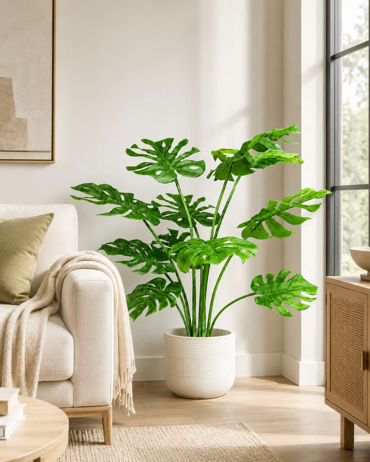 Kunstpflanze mit Topf Monstera mit Topf Solco 120 cm Anthrazit