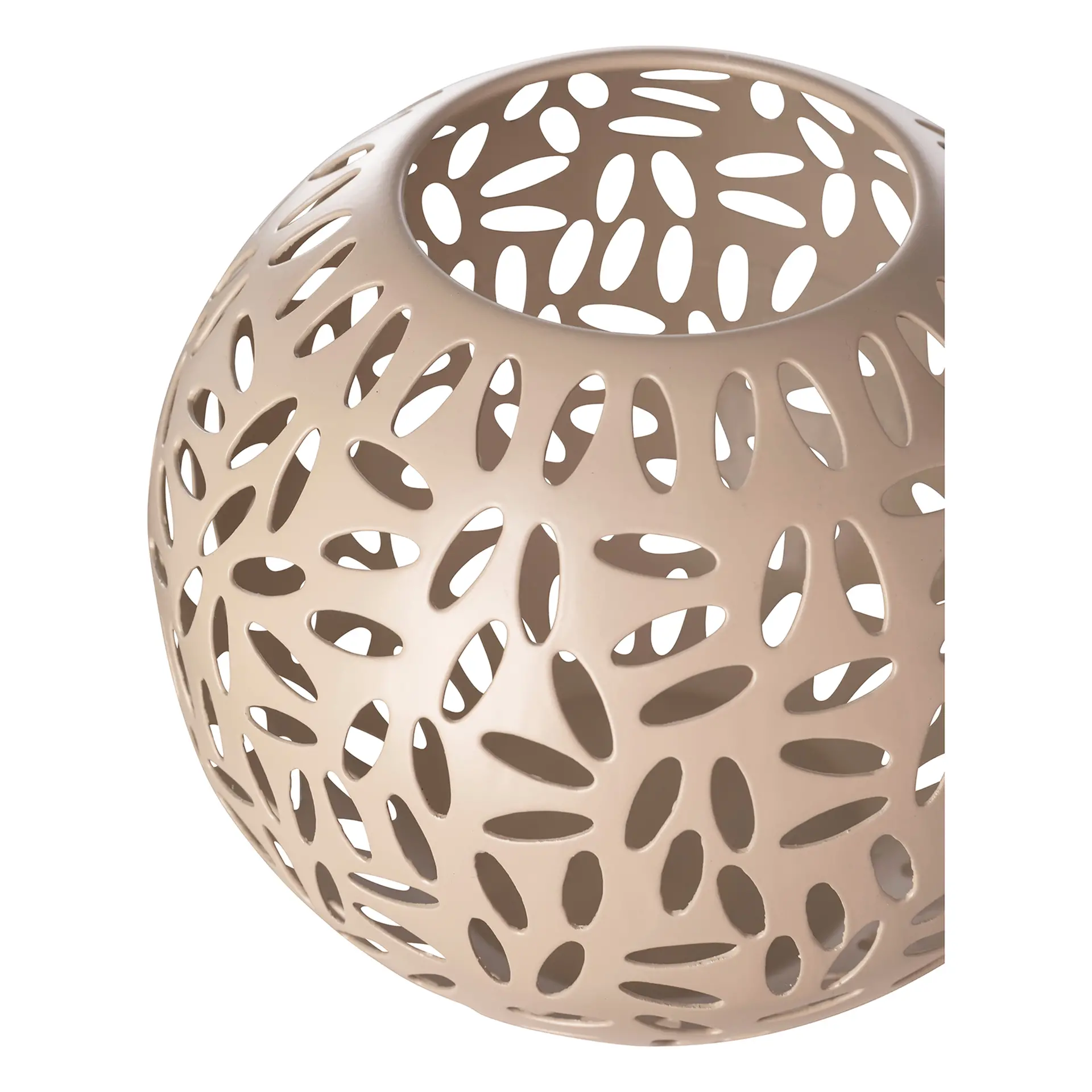 DARIA edles Windlicht aus Metall rund Beige 15