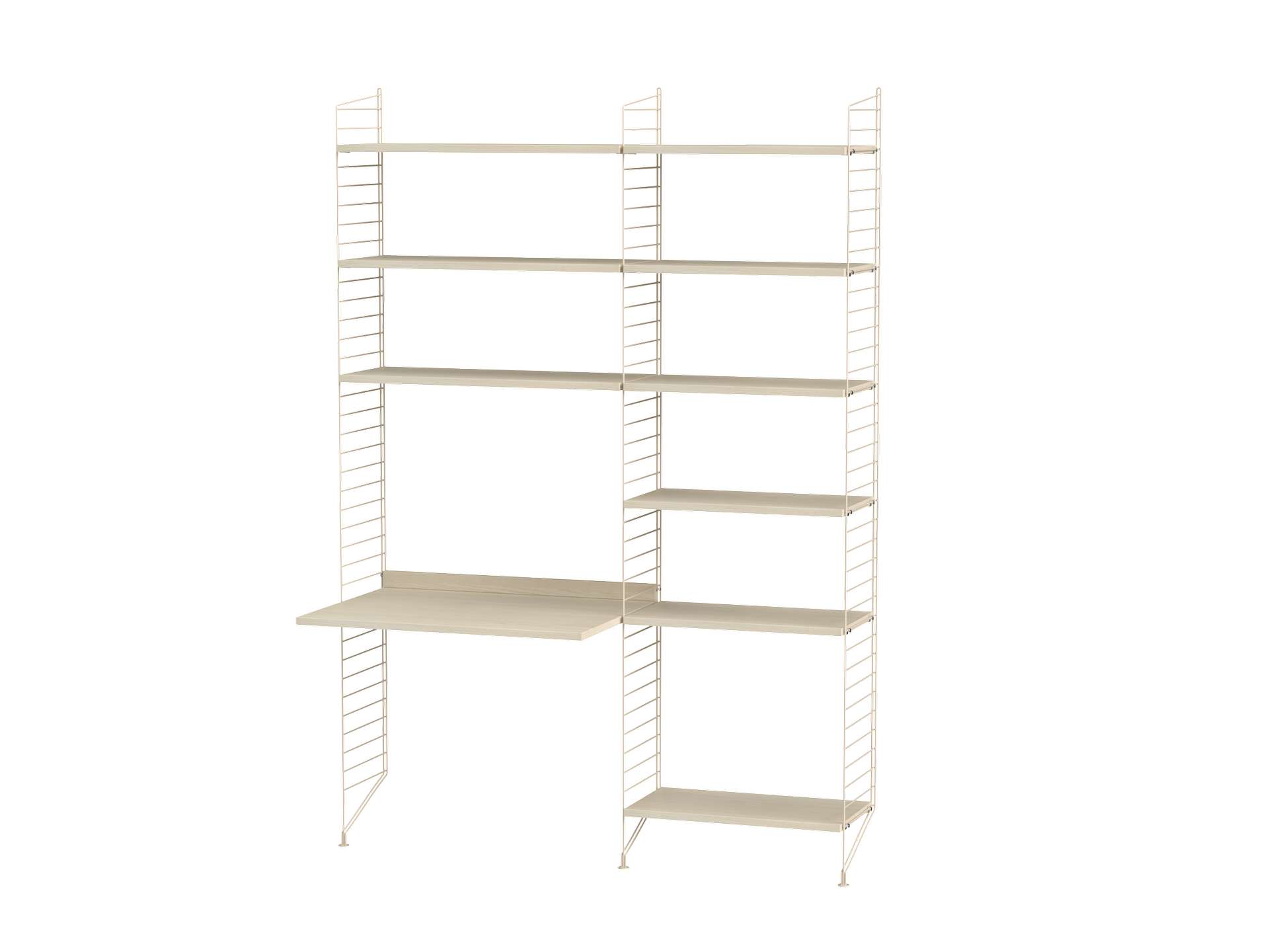 Regalwand mit Schreibtischplatte Beige Esche
