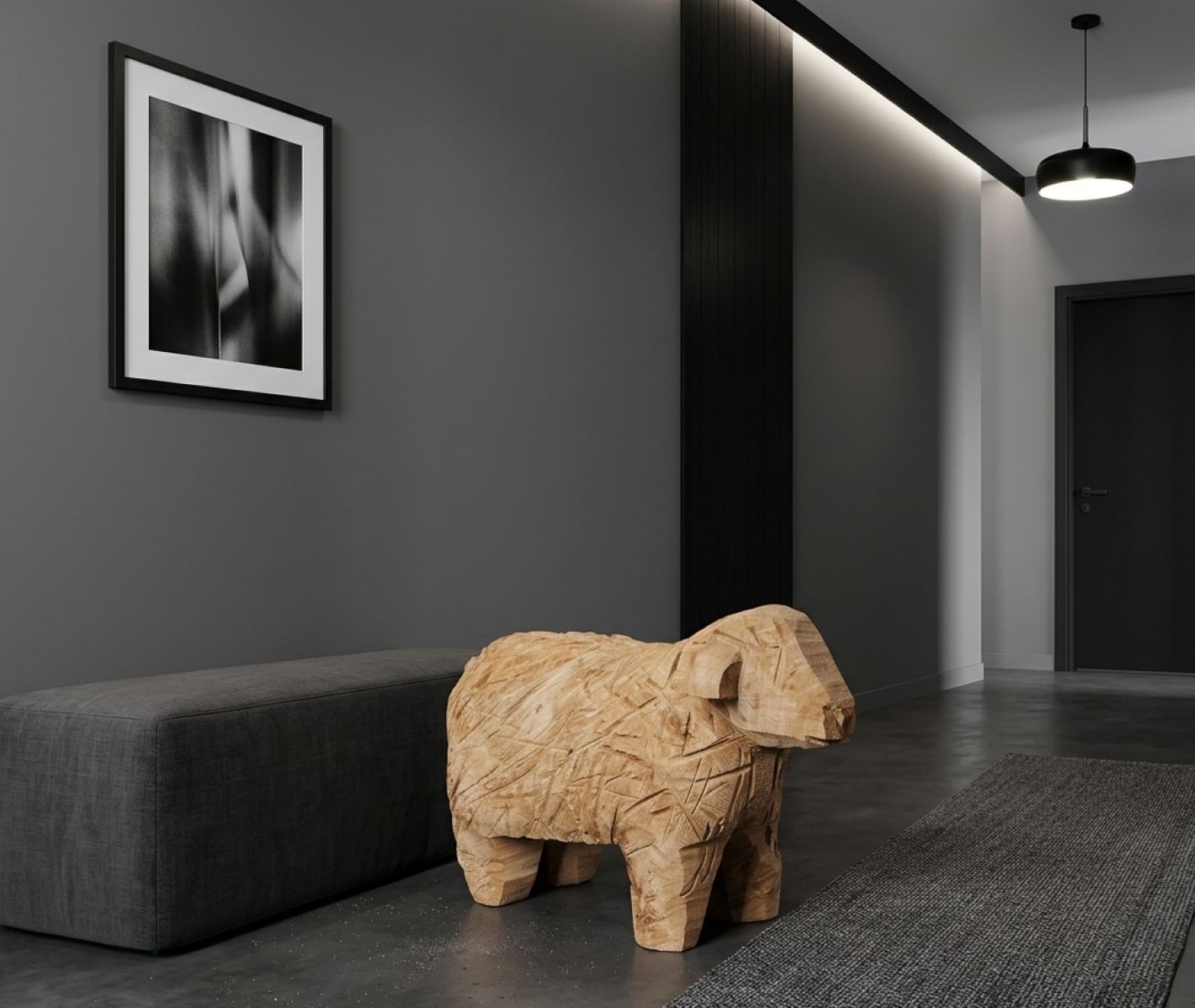 Holzschaf Pappel natur Höhe 40 cm, Länge 55 cm