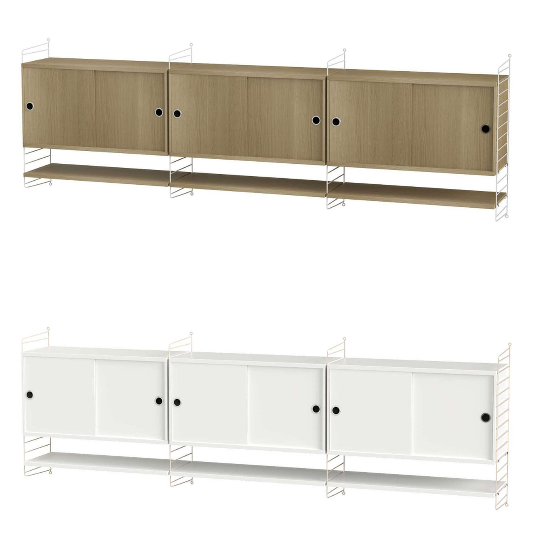 Sideboard wandmontage mit Regalböden Schwarz Esche