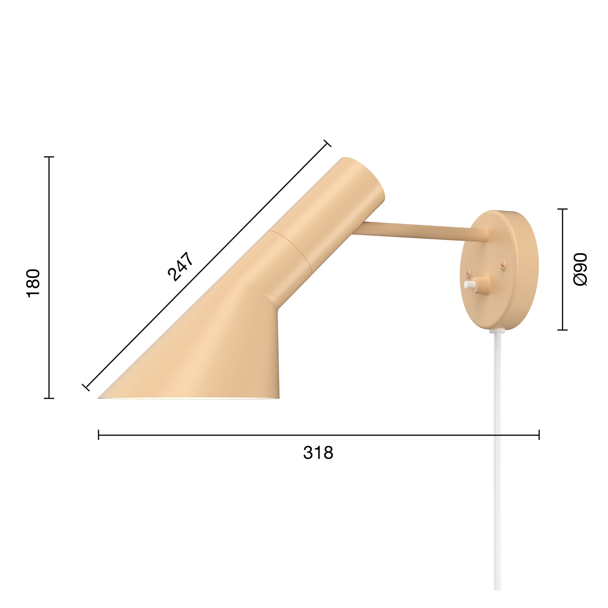 AJ Wandleuchte mit Kabel warmes Sand AJ Wandleuchte mit Kabel warmes Sand