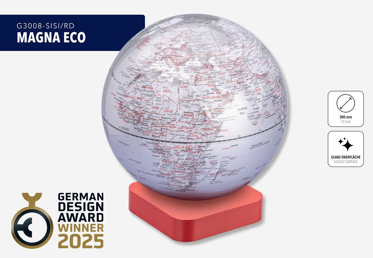 Globus "MAGNA ECO" mit Sockel rot/silber