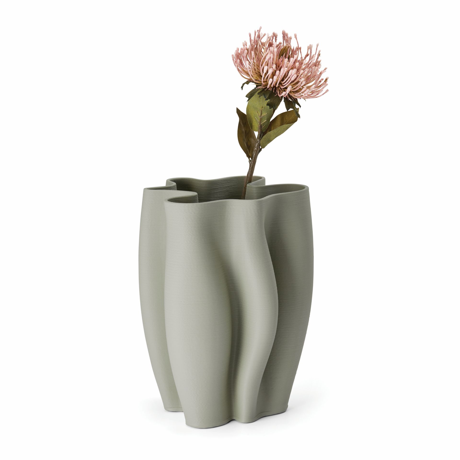 FLOREE 3D-gedruckte Keramikvase mit organischer Faltenstruktur