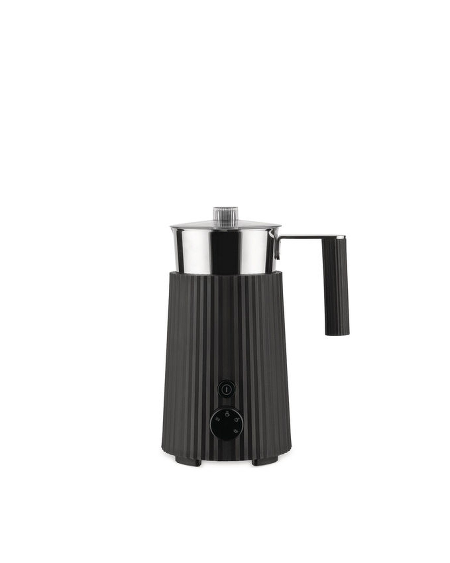 Plissé Design-Milchschäumer – schwarz, elektrisch, eleganter Aufschäumer für Cappuccino & Latte