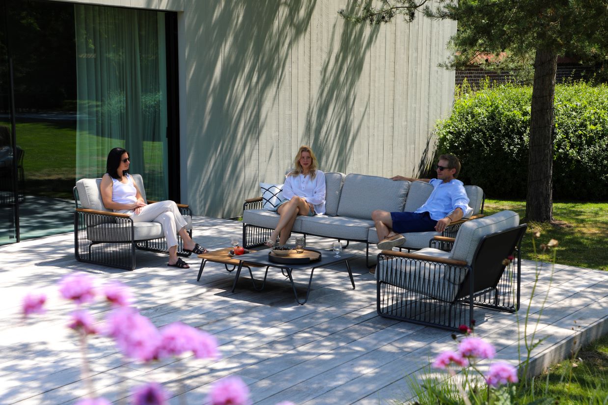 RIVA rechteckiger Beistelltisch mit Teakplatte Outdoor RIVA rechteckiger Beistelltisch mit Teakplatte Outdoor