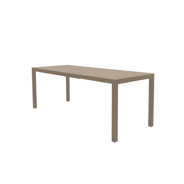 Aria Auszugstisch 140/200 × 80 cm – Aluminium pulverbeschichtet mit Einlegeplatte taupe