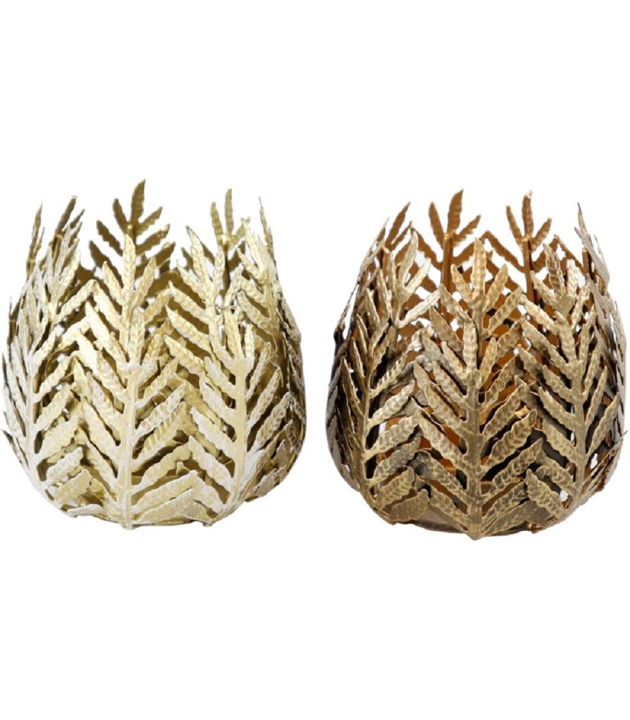 Windlicht Leaves Ø 13 cm h. 13 cm schwarz/gold Windlicht Leaves Ø 13 cm h. 13 cm schwarz/gold