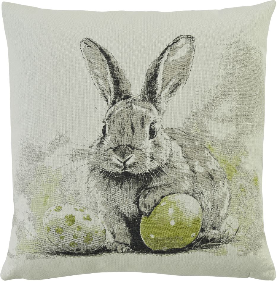 HOPSTER Kissenhülle 50x50 cm – Dekokissen mit Hase & Ostereiern