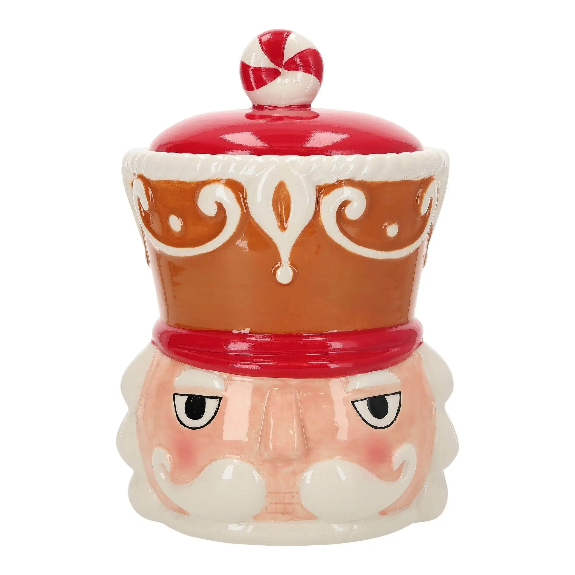 Keramikdose Nussknacker H 22cm rot braun 254099.webp Keramikdose Nussknacker H 22cm rot/braun
