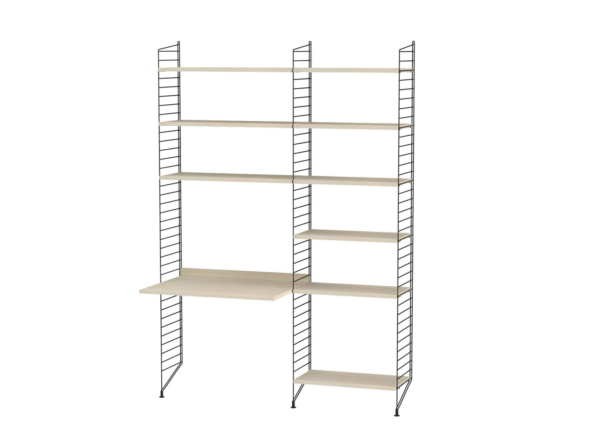 Funktionales Standregal mit Schreibtisch Schwarz Esche