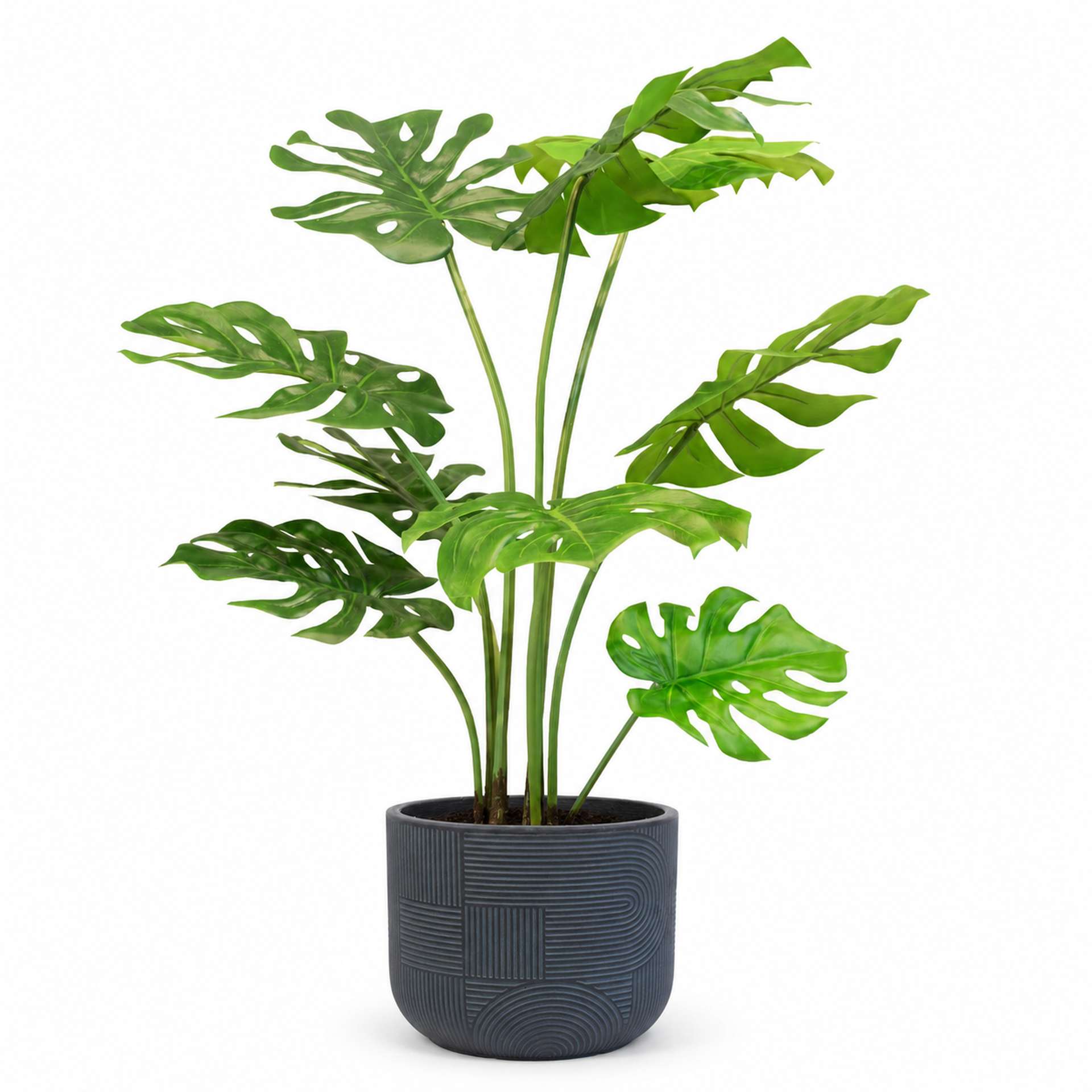 Kunstpflanze mit Topf Monstera mit Topf Solco 110 cm Anthrazit