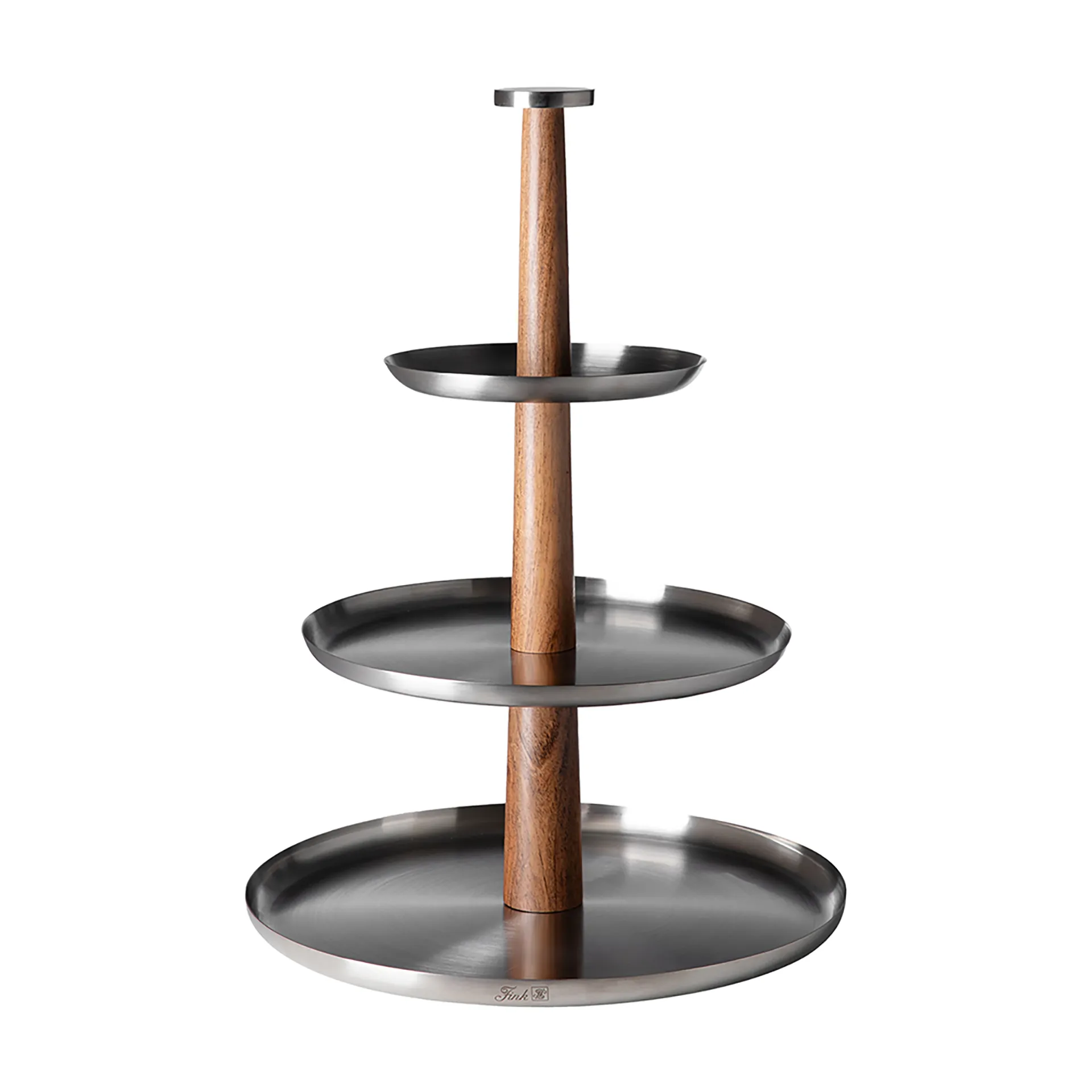 Fink Etagere 42.5 x Ø 30.5cm 3-stöckig Edelstahl & Akazienholz 3er Stufentablett - Image 3