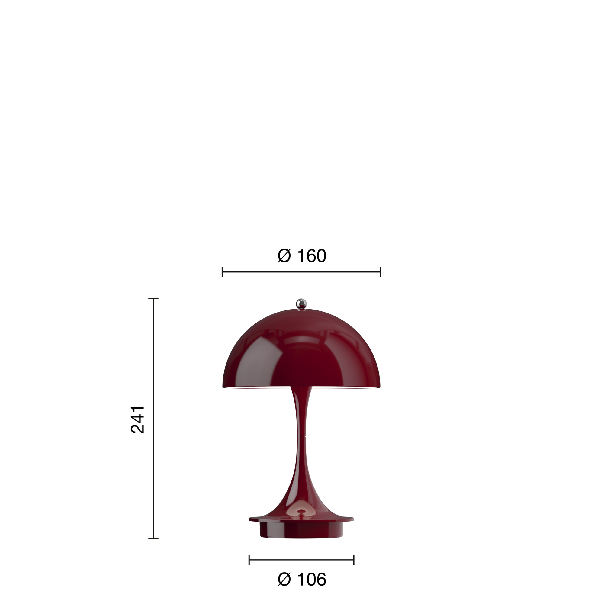 Panthella 160 tragbare Tischleuchte Opak Burgundy