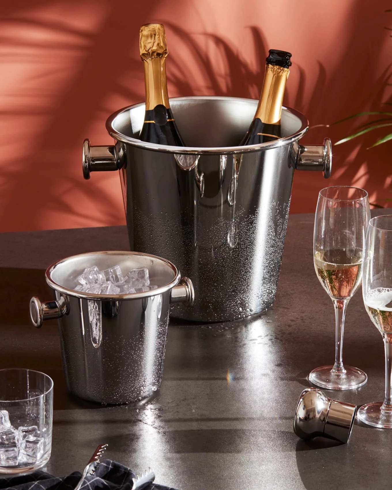 02_5052 Weinkühler Edelstahl – Flaschenkühler mit Griffen für 2 Wein- oder Champagnerflaschen
