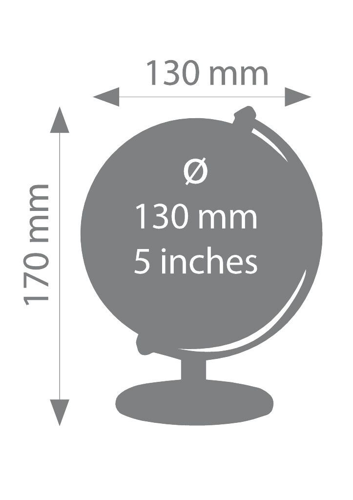 Mini-Globus „Gagarin“ – Design-Tischglobus 13 cm mit Metallfuß schwarz/silber