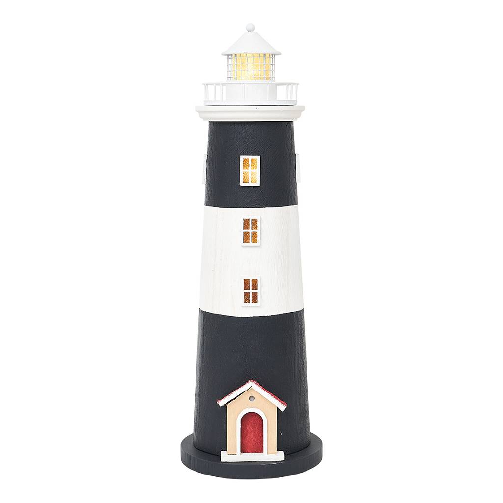 Leuchtturm LED Metal schwarz-weiß, Höhe 45,5 cm Leuchtturm LED Metal schwarz-weiß, Höhe 45,5 cm