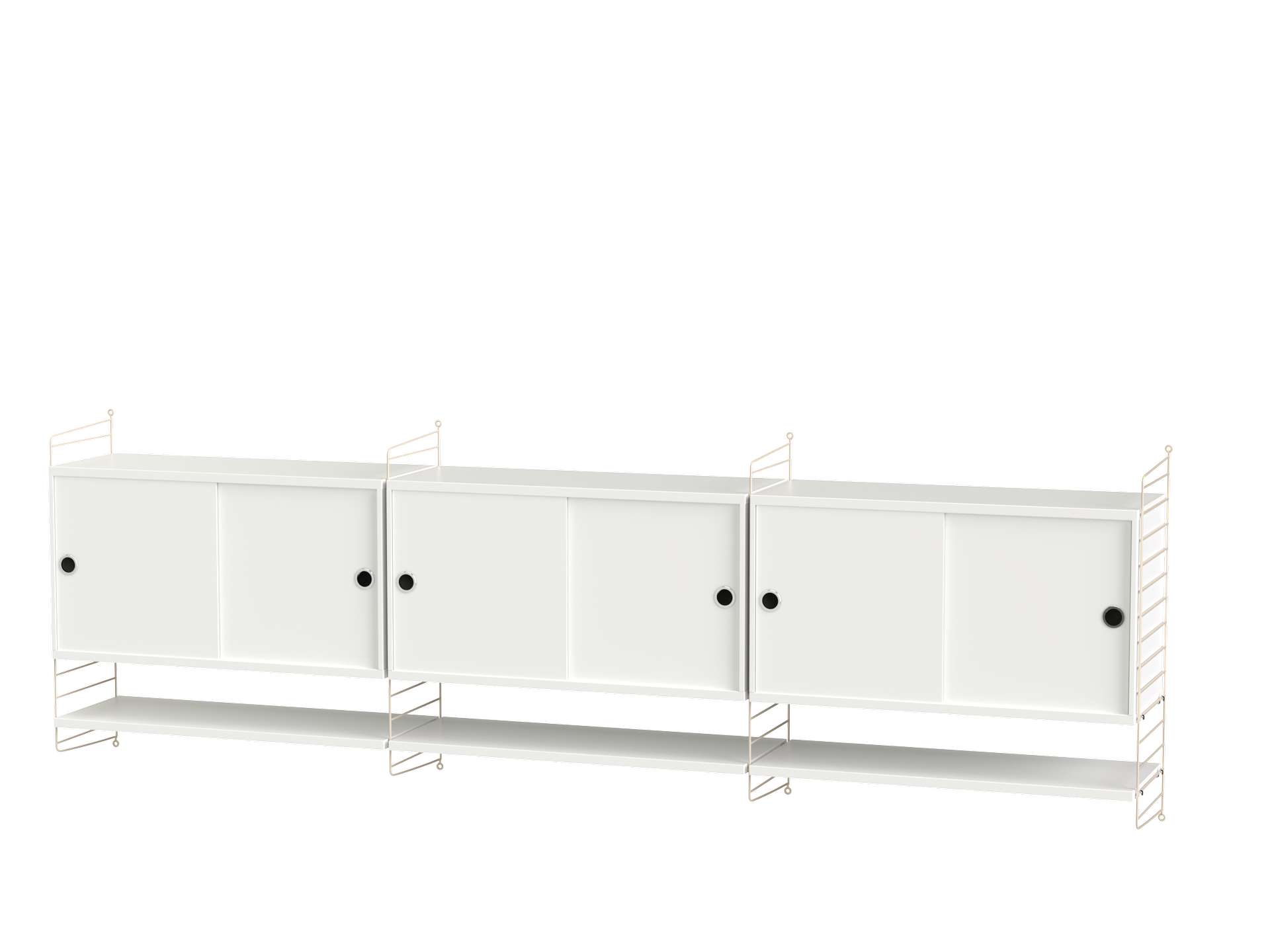 Sideboard wandmontage mit Regalböden Beige Weiß