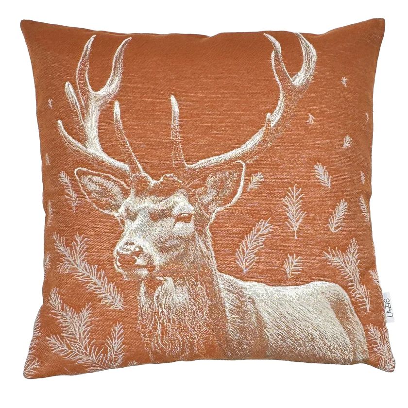 Wendekissenhülle Ryker-Rum 50x50 cm - Gewebtes Hirschdesign mit Tannenzweigen