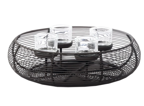 Schalenleuchter Benny – Runder 4-flammiger Adventskranz aus Metall Ø 40 cm