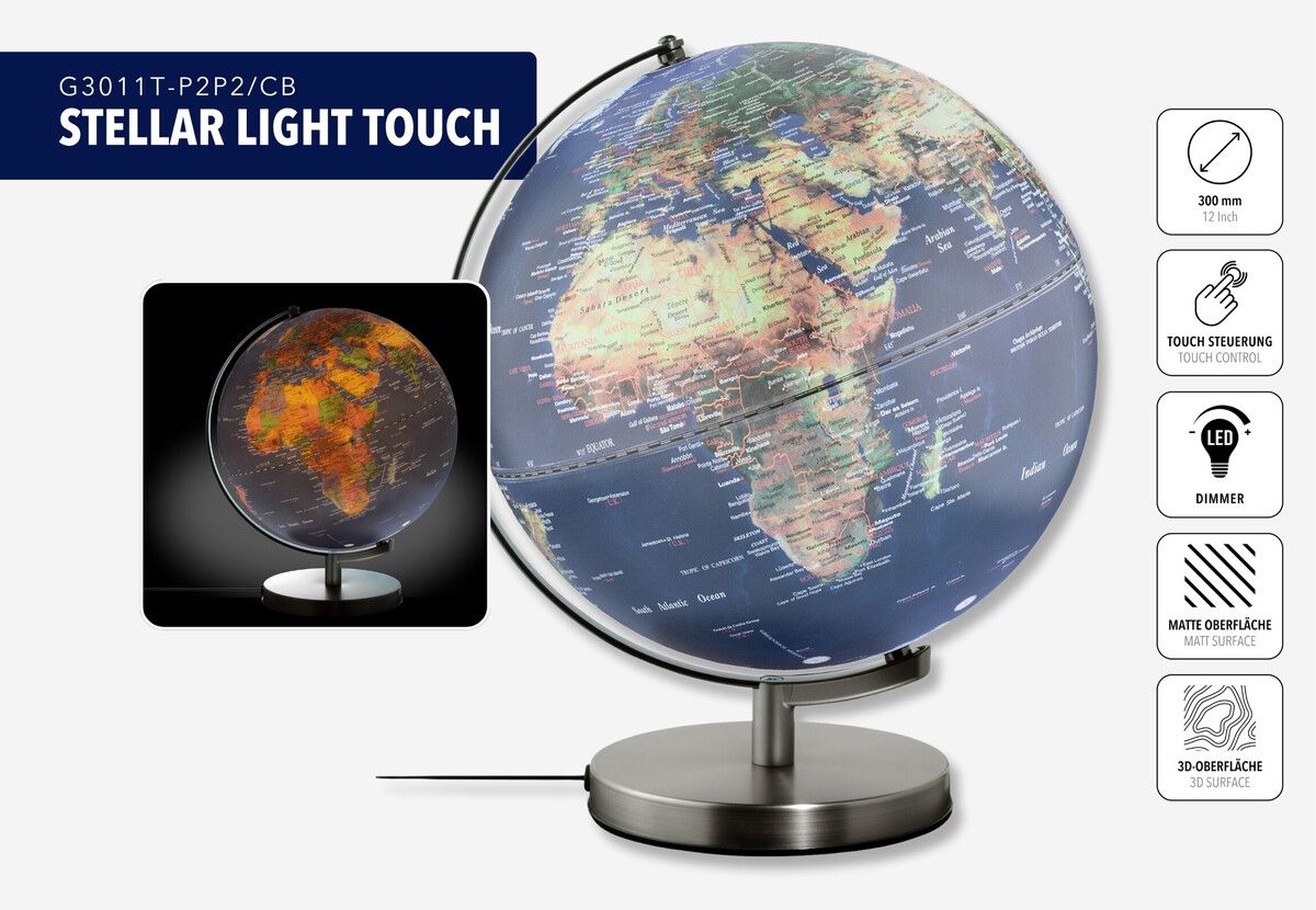 Globus mit 30 cm Durchmesser "STELLAR LIGHT TOUCH" grün/blau