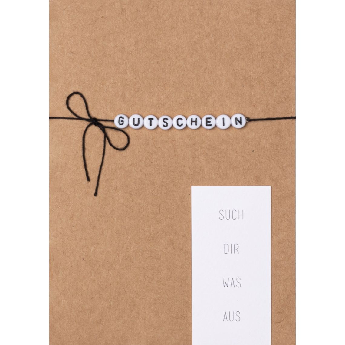 Grußkarte Gutschein – Karte mit Buchstabenperlen, kreative Geschenkidee Grußkarte Gutschein – Karte mit Buchstabenperlen, kreative Geschenkidee