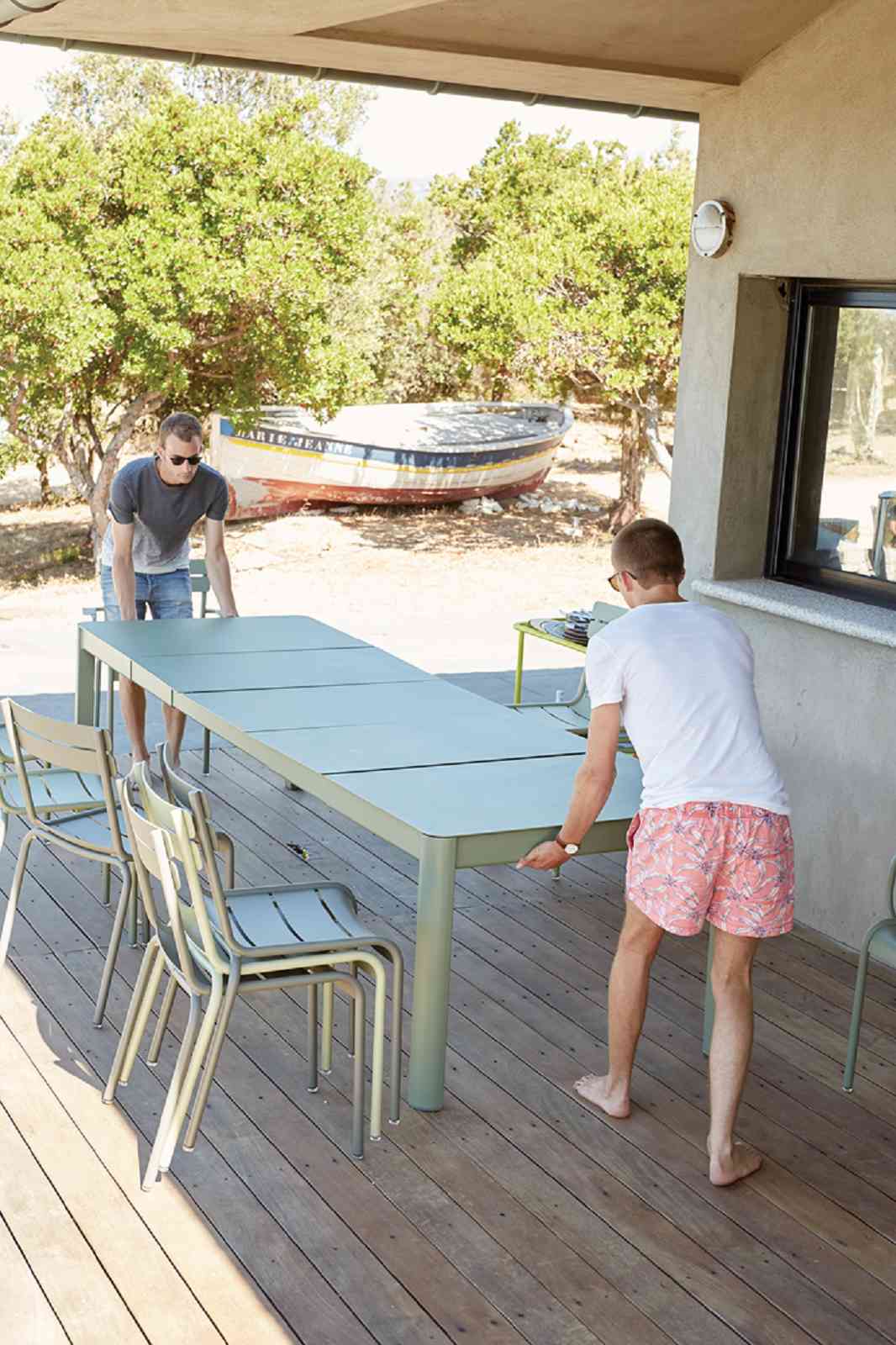 Ribambelle XL Tisch 299x100 3 Einlegeplatten Latte Beige