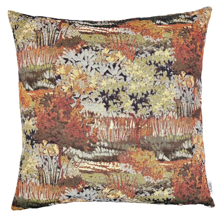 Kissenhülle Botanica 60x60 cm - Allover-Gewebe mit Botanikdesign in Erdtönen