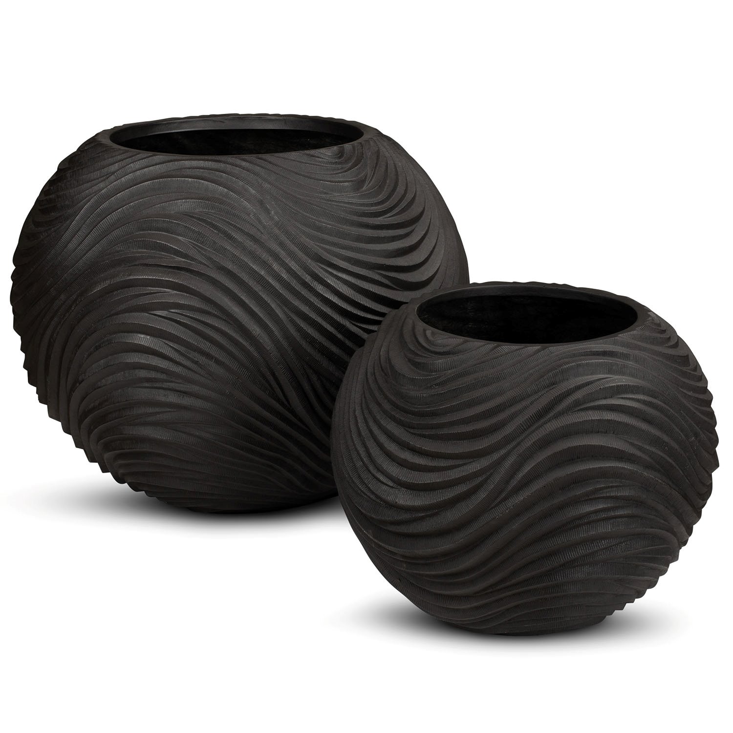 Curved River Pflanzgefäß Globe, Ø 50 cm, Höhe 40 cm, black iron Curved River Pflanzgefäß Globe, Ø 50 cm, Höhe 40 cm, black iron