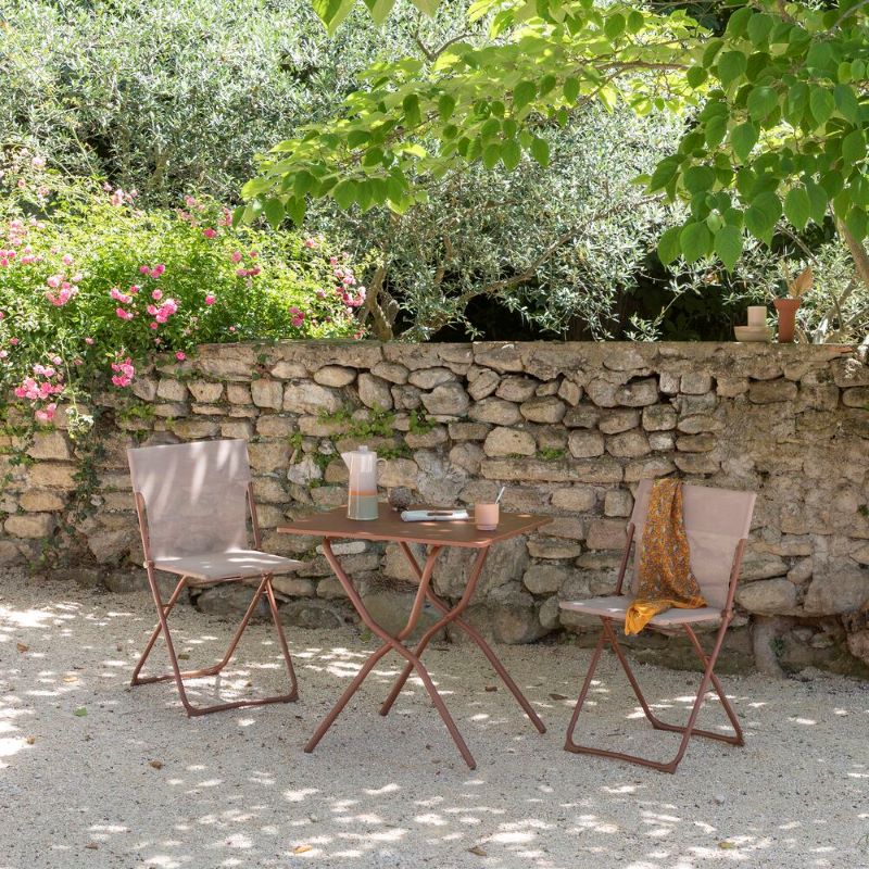 Faltbarer Gartentisch Balcony II Stahl 70 x 64 cm Gelb Miel