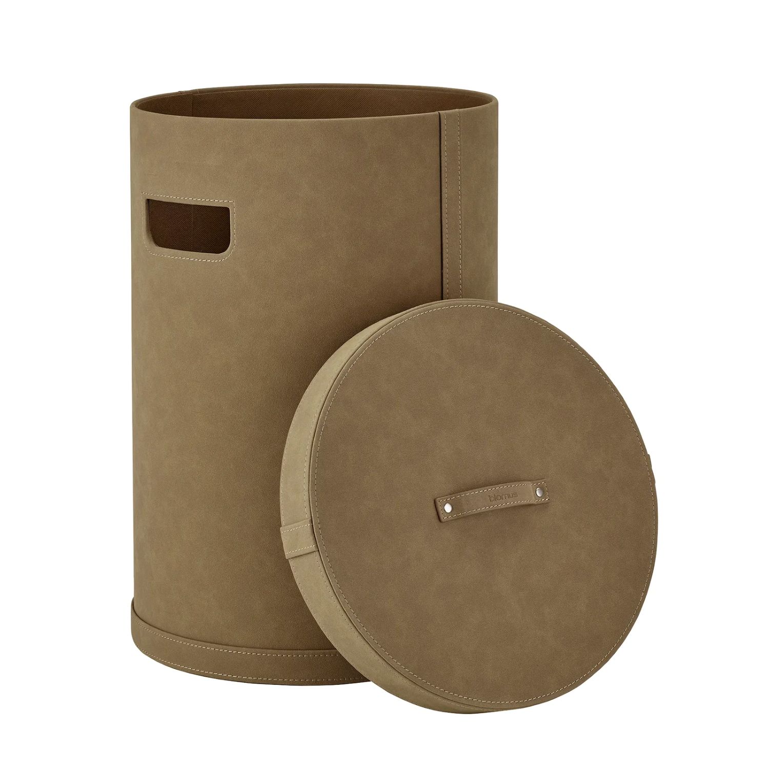 SAHLA Wäschesammler mit Deckel - Kunst-Wildlederbezug Indian Tan M
