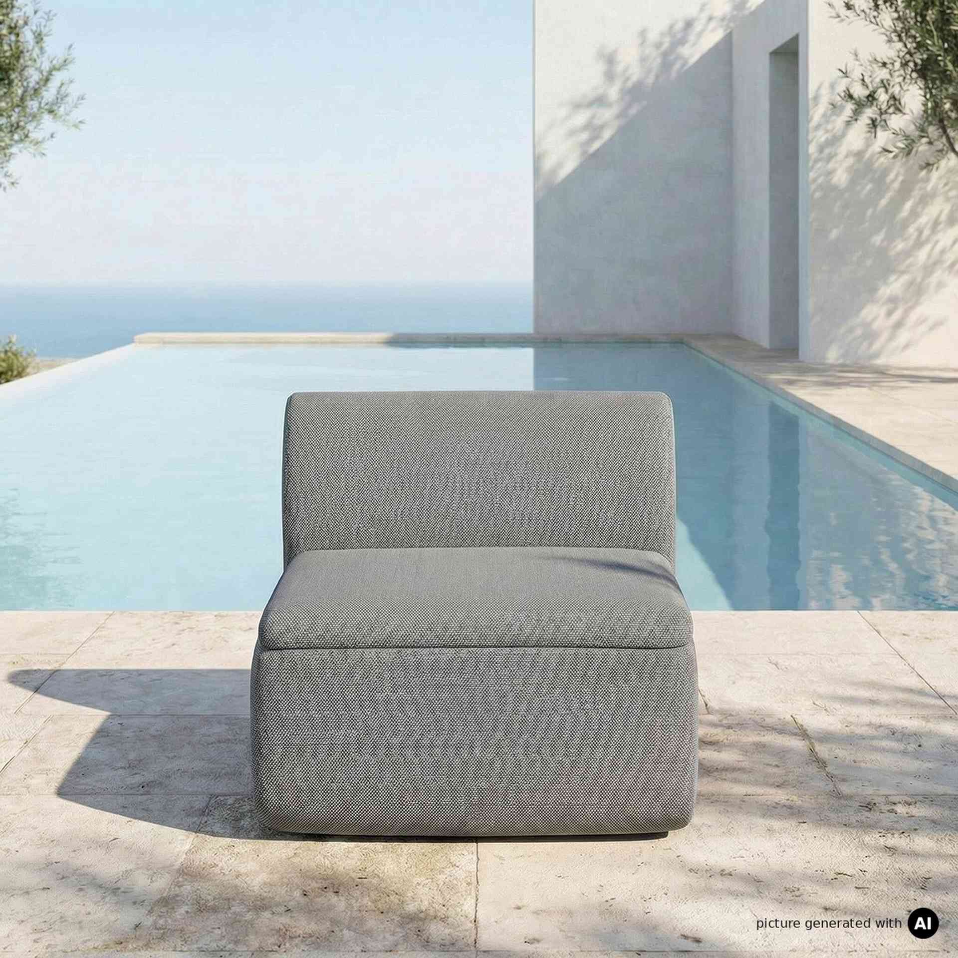 GROVA Outdoor Lounge 1-Sitzer Modul Amber Brown Mit Bodenplatte, Füßen und Schutzhülle