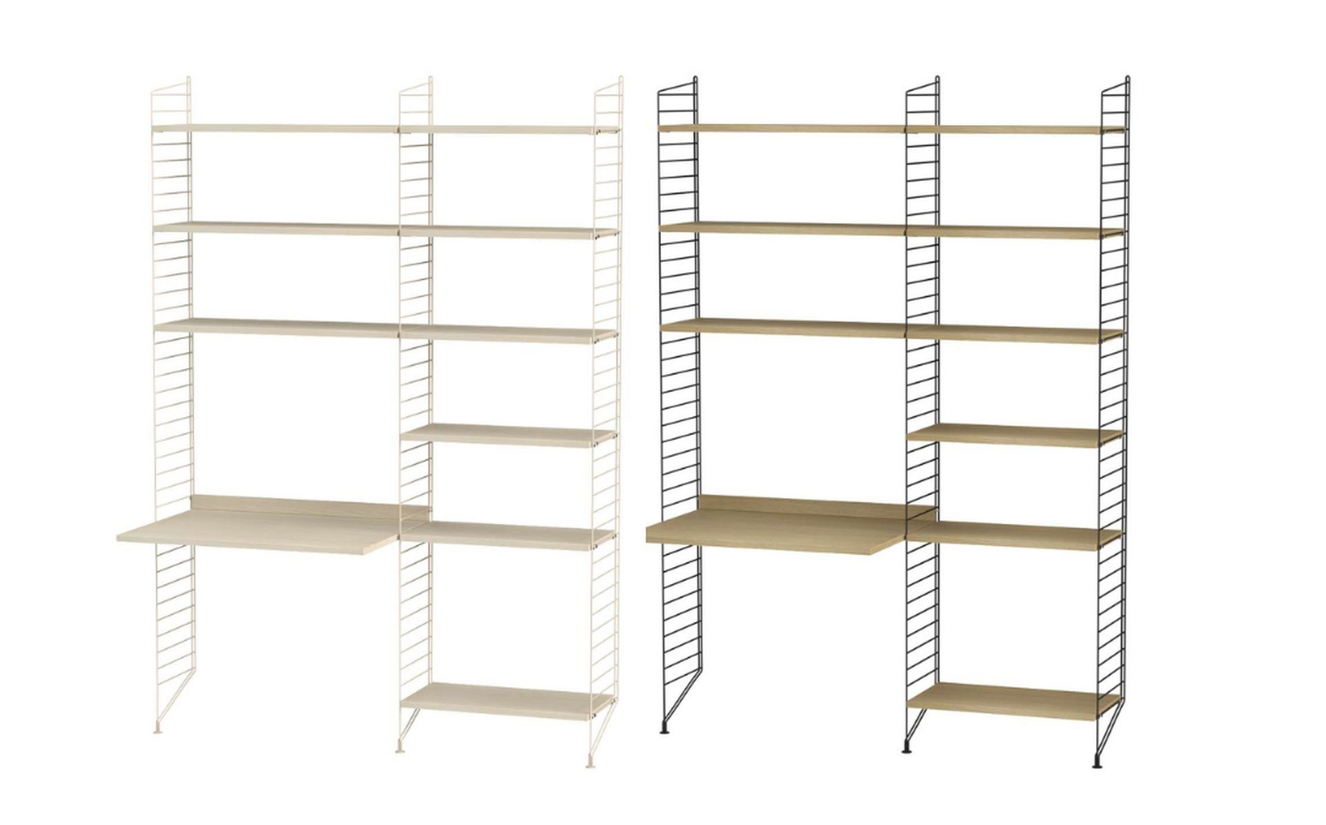 Regalwand mit Schreibtischplatte Regalwand mit Schreibtischplatte Schwarz Esche