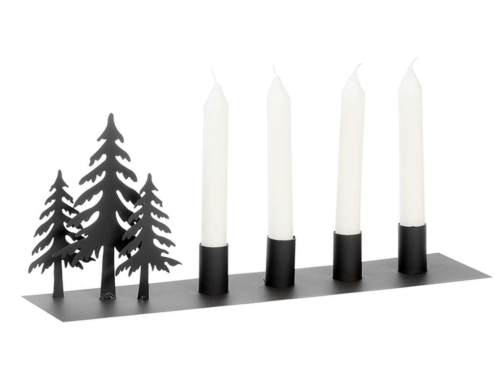 Stabkerzenhalter Tanne aus Eisen vierflammig Stabkerzenhalter Tanne aus Eisen vierflammig