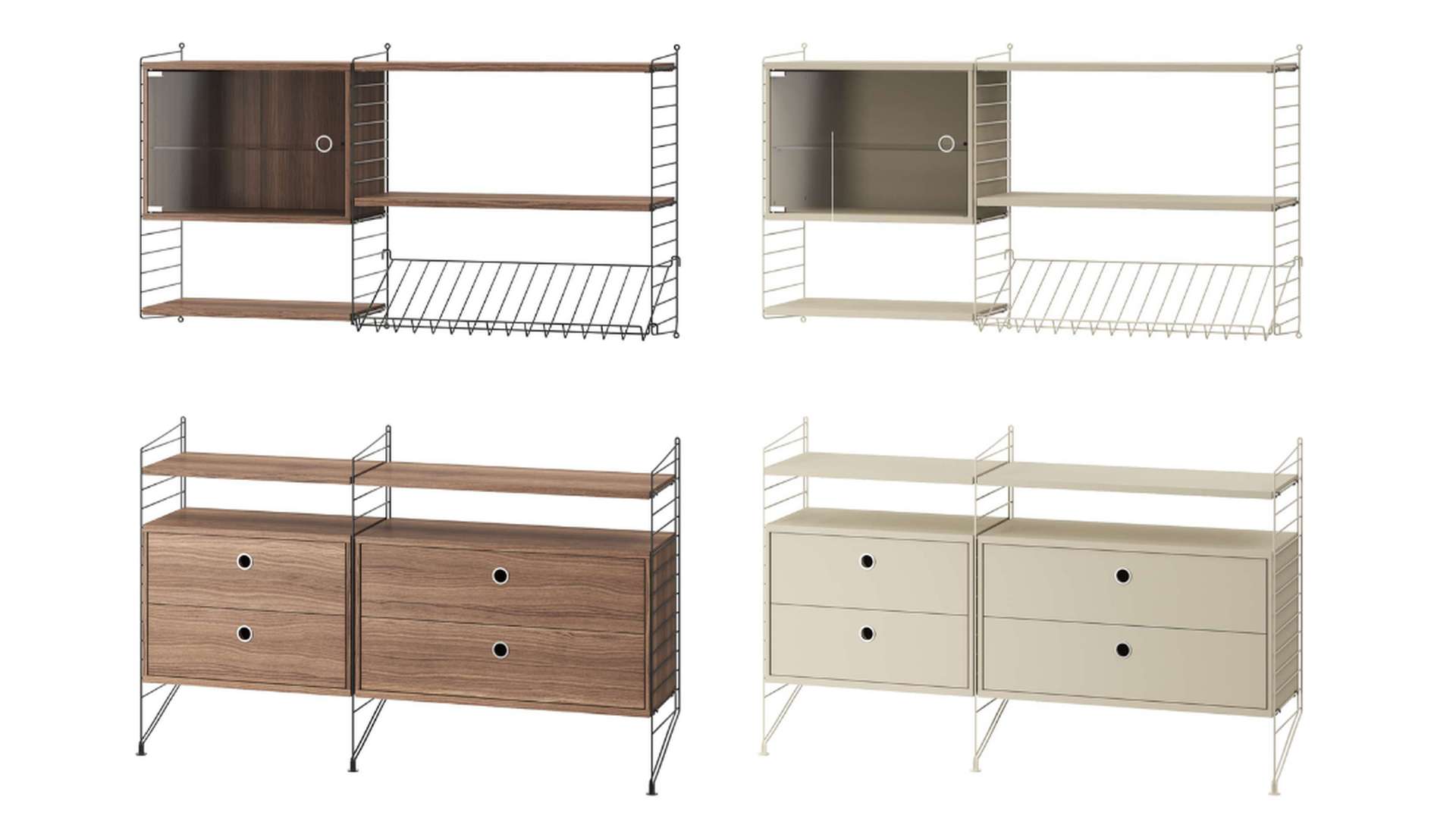 Wohnkombination Sideboard/Wandregal Wohnkombination Sideboard/Wandregal Schwarz Esche