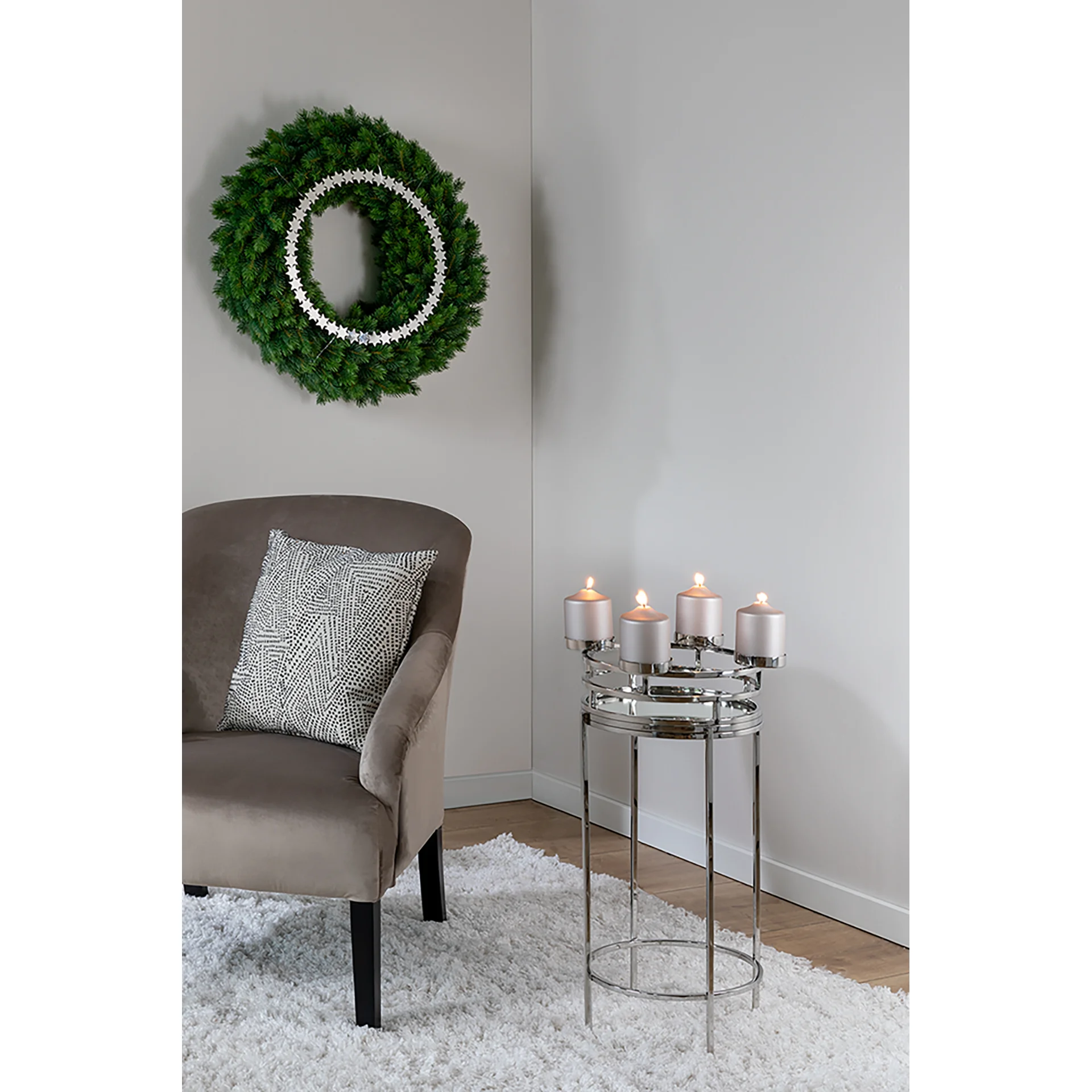 158004_9.webp MODENA glänzender Adventskranz für Stumpenkerzen
