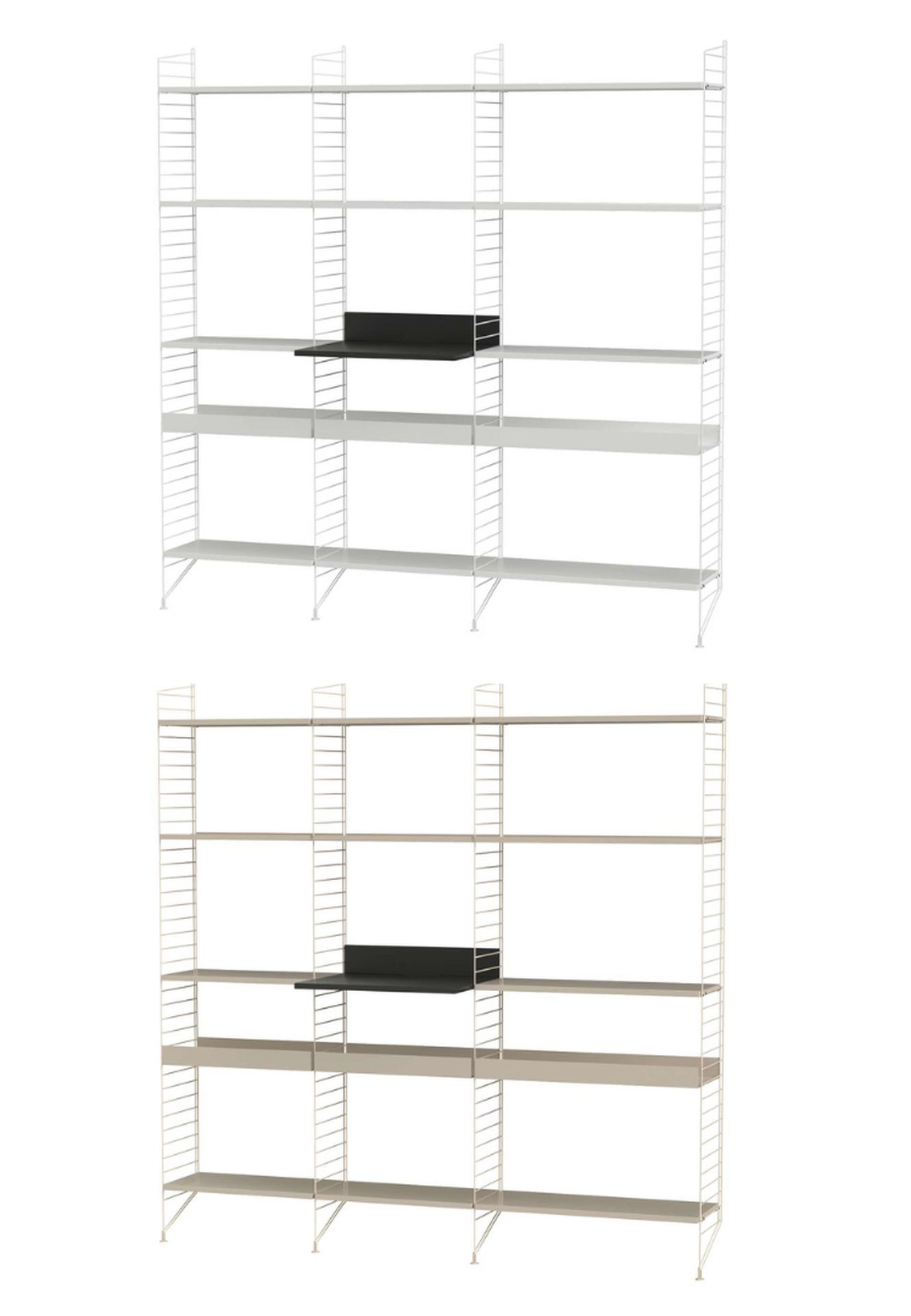 Regalwand mit Medienablage Schwarz Esche gebeizt