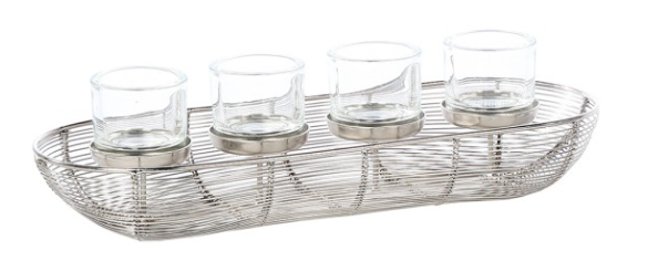 Teelichthalter Benny aus Metall – Deko-Kerzenhalter Schwarz, 40 cm